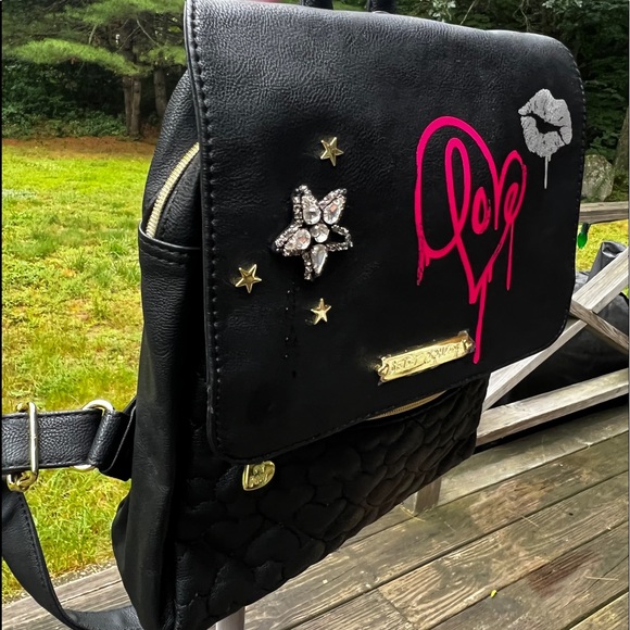 Betsey Johnson Black Backpack BM19670 School Bag - Picture 6 of 10